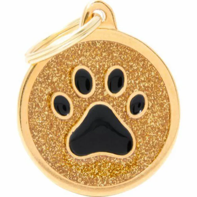 Hundetegn Shine Glitter Paw Big circle gold