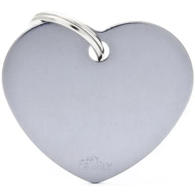 Hundetegn Basic Aluminium Big heart grå